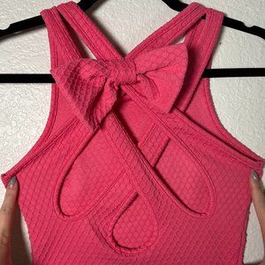 Cute Pink Bow Strappy Crop Top Size S